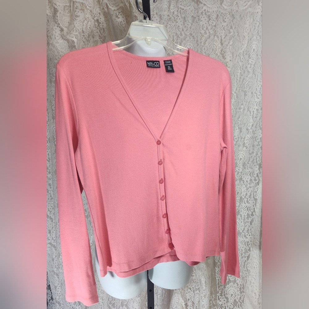 NYCO Dusty Pink coral Cardigan Sweater NWOT